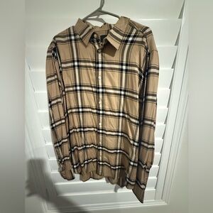 H&M Beige and Black Plaid Men's Shirt